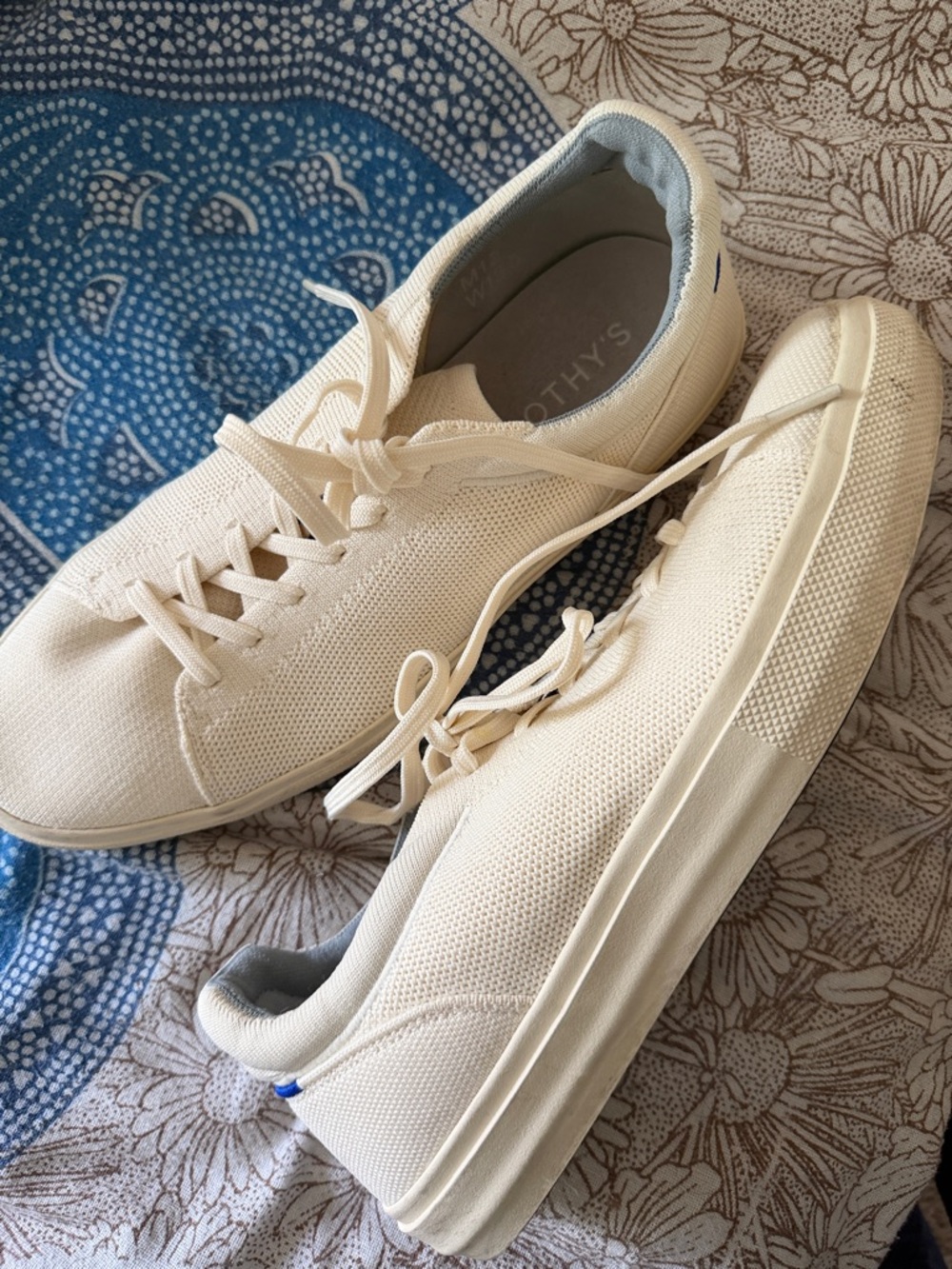 Rothy’s Rothy's Man Size 12 The Sneaker Bone White Knit Lace Up - Picture 7 of 8
